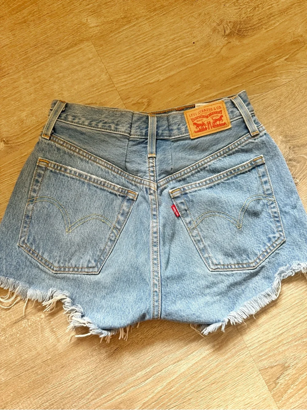 Women’s Levi 501 Distressed High-Waist Denim Shorts - Light Blue